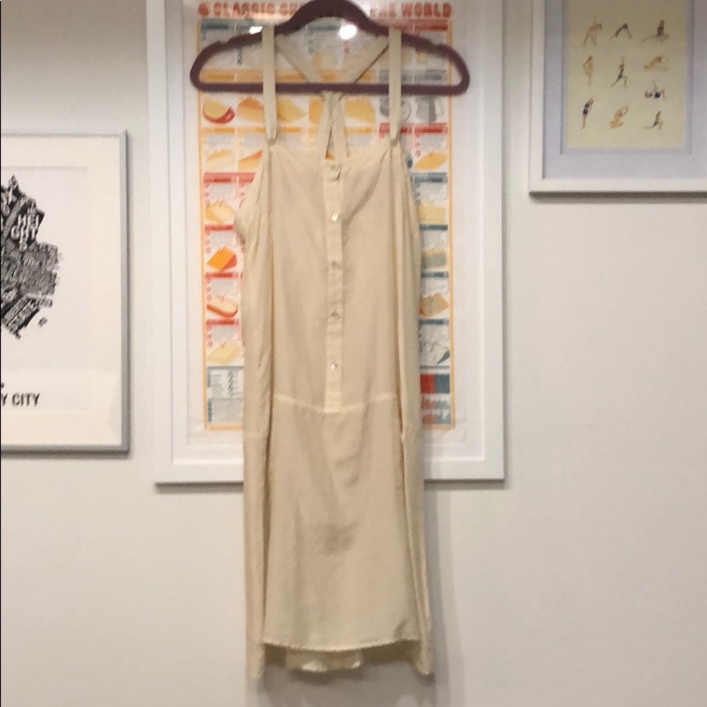Fred Segal size large 100% silk pale cream dress